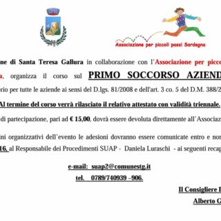 Locandina Corso Primo Soccorso Aziendale